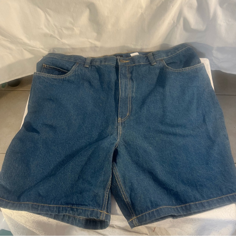 Harbor Bay Blue Jean Shorts Cotton 5 Pocket Zip & Button EUC Size 44 👍